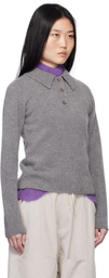 The Elder Statesman Gray Fitted Polo