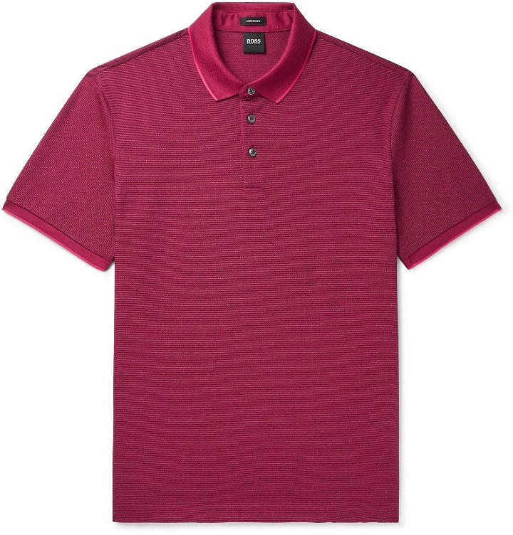 Photo: Hugo Boss - Prout Contrast-Tipped Cotton-Piqué Polo Shirt - Red