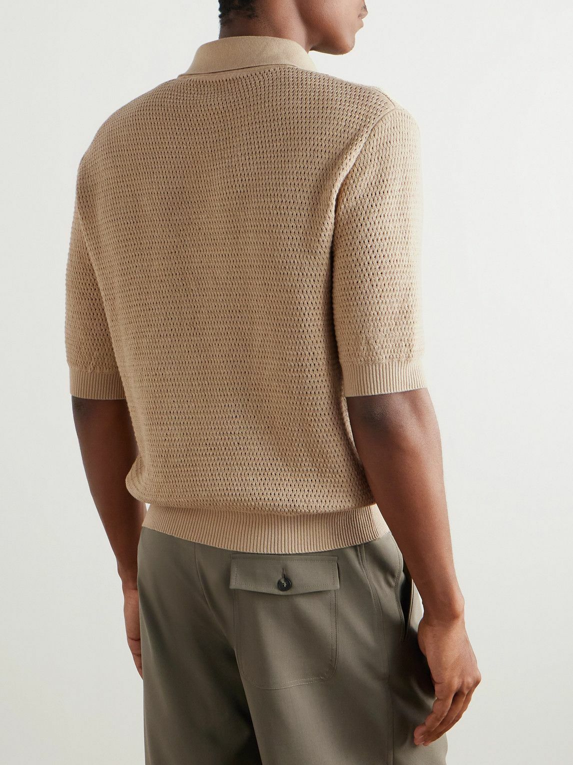 De Bonne Facture - Honeycomb Organic Cotton Polo Shirt - Neutrals