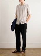 Brunello Cucinelli - Camp-Collar Striped Linen and Lyocell-Blend Shirt - Neutrals