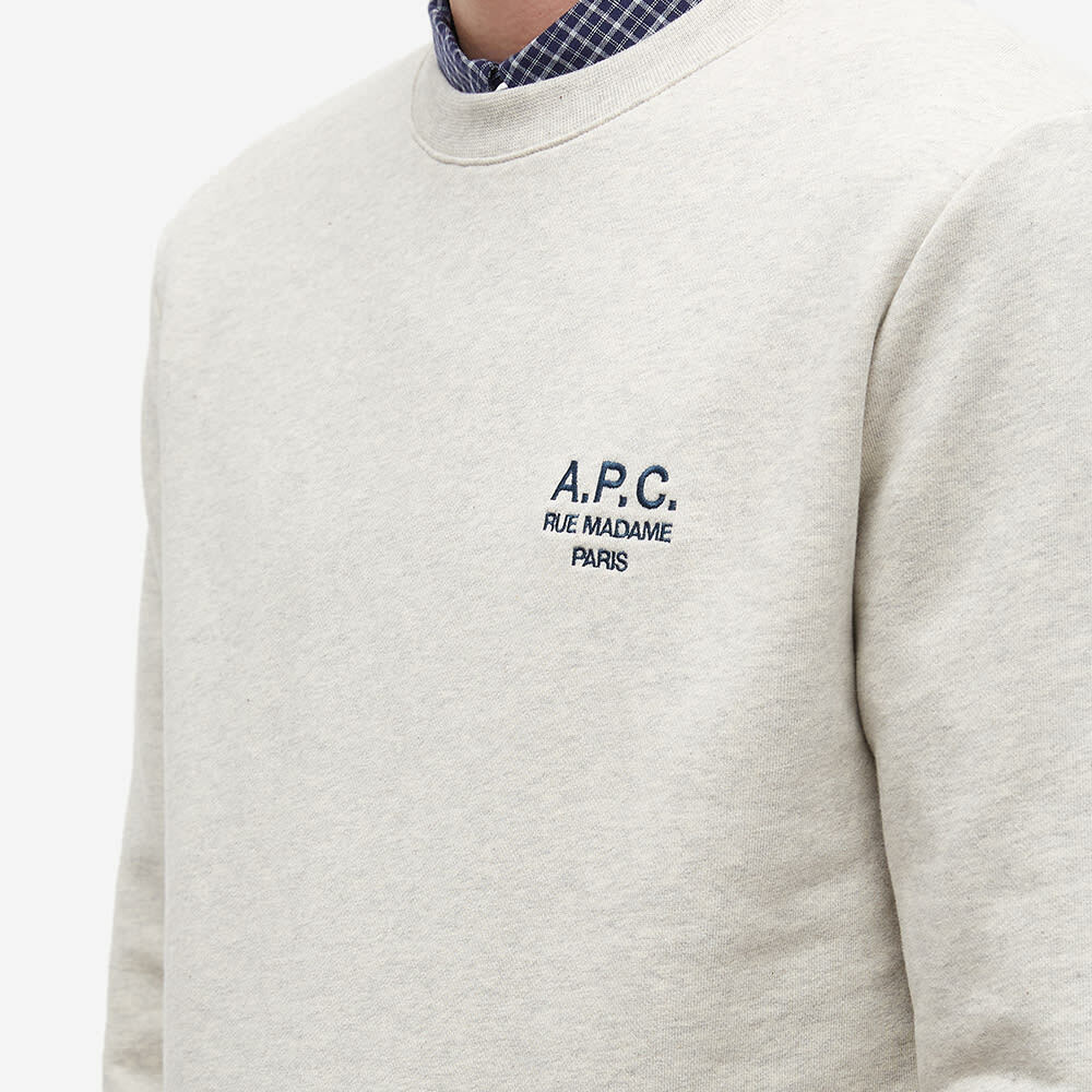 A.P.C. Men's Rider Small Logo Crew Sweat in Ecru Heather A.P.C.