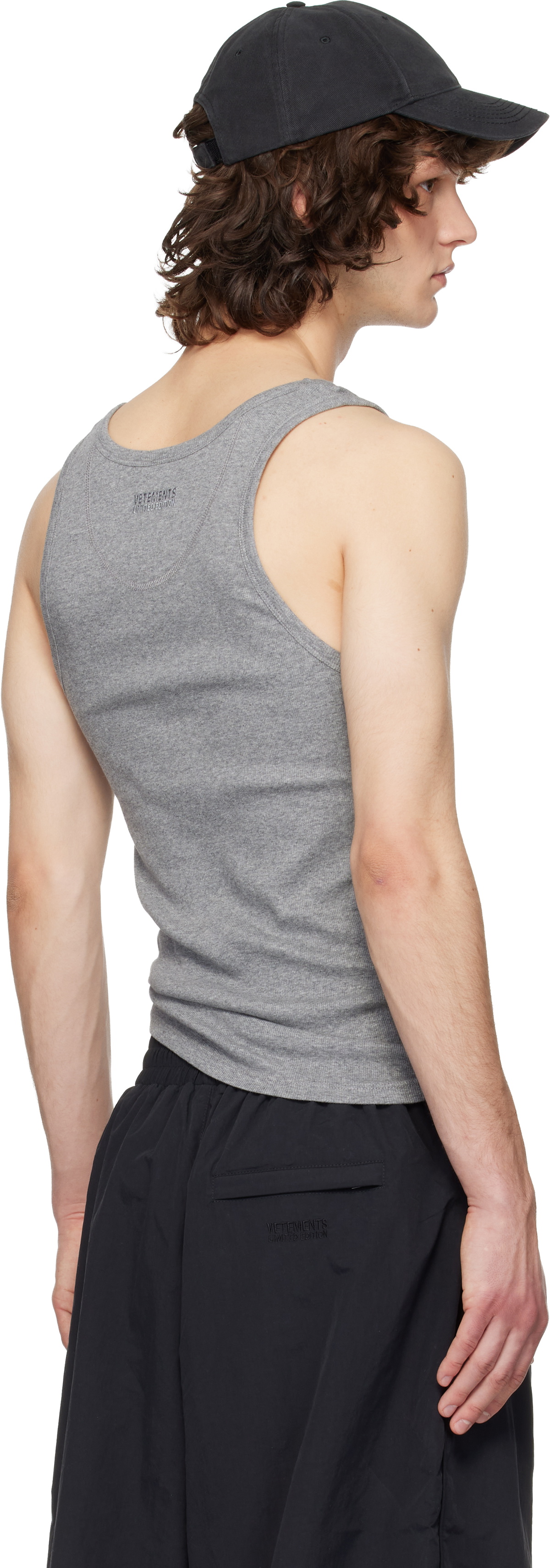 VETEMENTS Gray Biker Cross Logo Tank Top Vetements