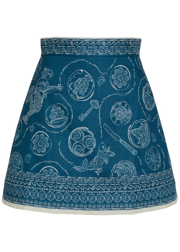 Photo: Alemais Lucky Printed Linen Mini Skirt Blue