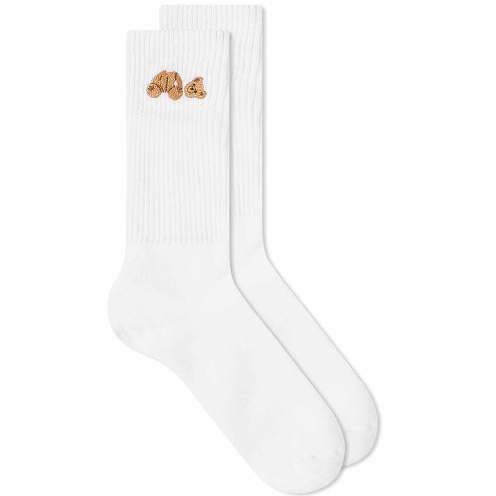 Photo: Palm Angels Men's Kill the Bear Sock in White/Brown