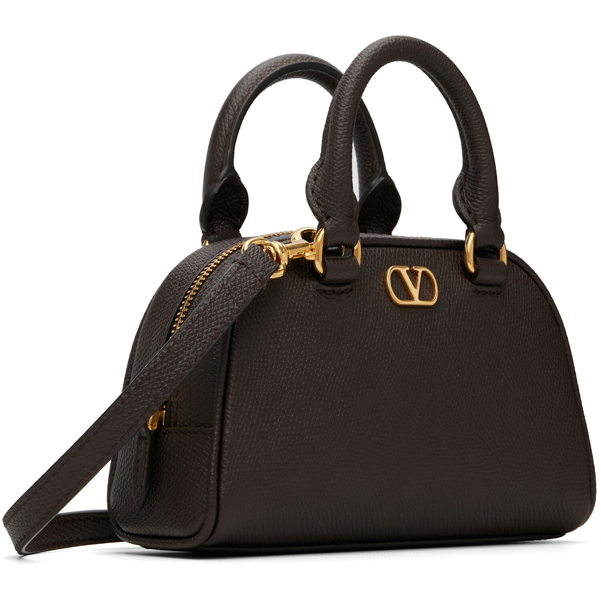 Valentino Garavani Brown Mini VLogo Signature Bowling Bag
