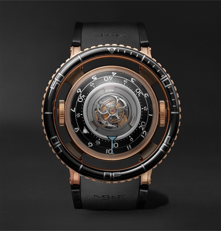 Photo: MB&F - HM7 Aquapod Limited Edition Automatic 53.8mm 18-Karat Rose Gold and Rubber Watch - Black