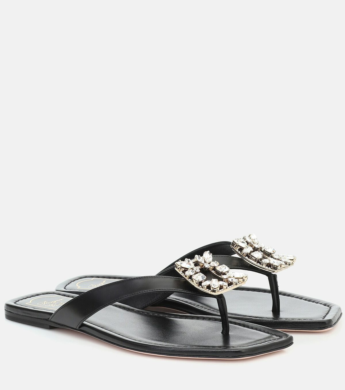 Roger Vivier Embellished leather thong sandals