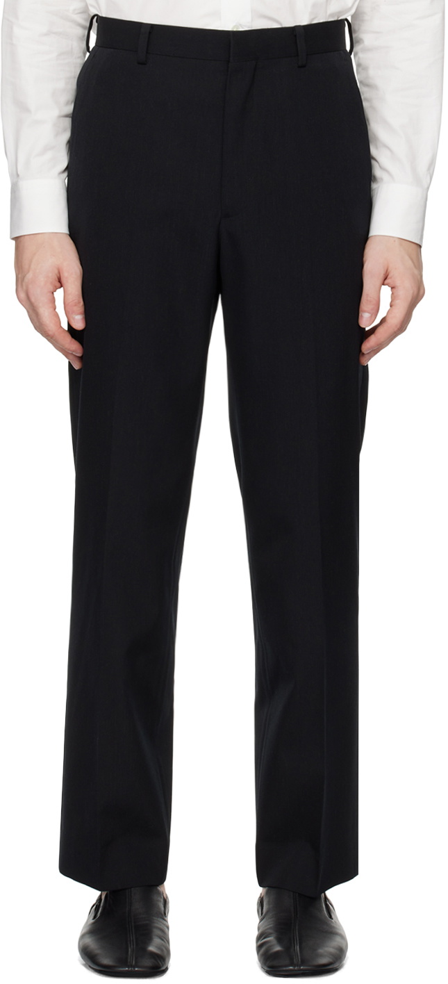 AURALEE Black Light Wool Max Gabardine Trousers Auralee