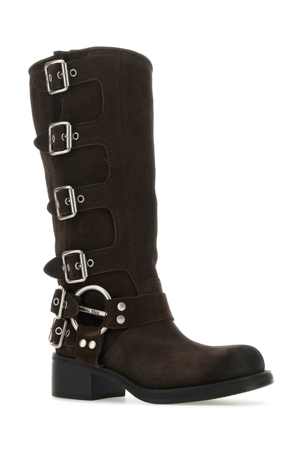 【MIU MIU】Dark Brown Suede Boots Miu Miu Dark Brown Suede Boots Miu Miu