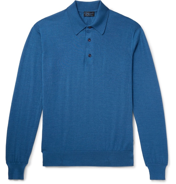 Photo: Charvet - Cashmere and Silk-Blend Polo Shirt - Blue