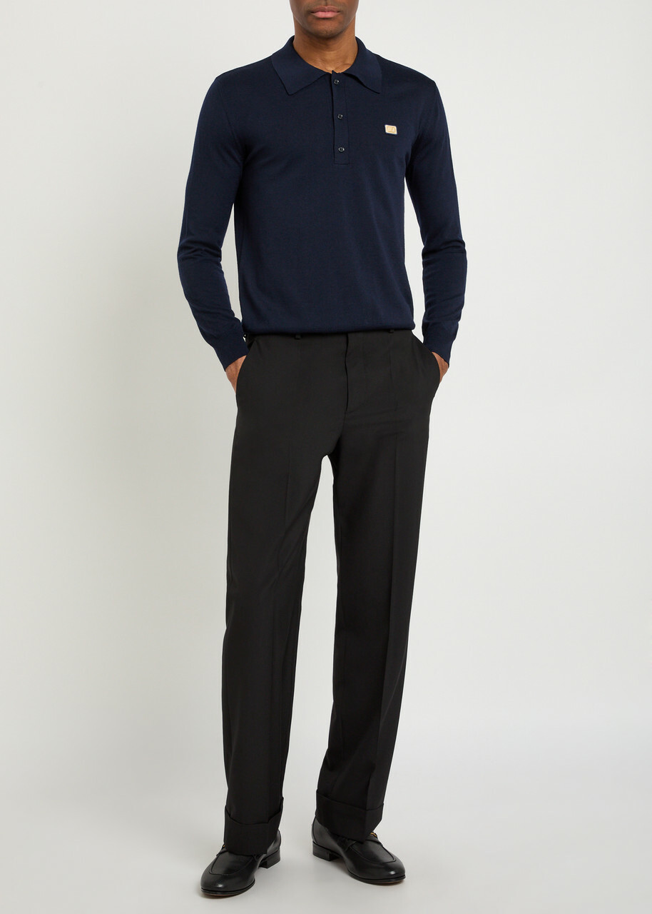 Valentino Garavani Wool Polo Shirt Navy