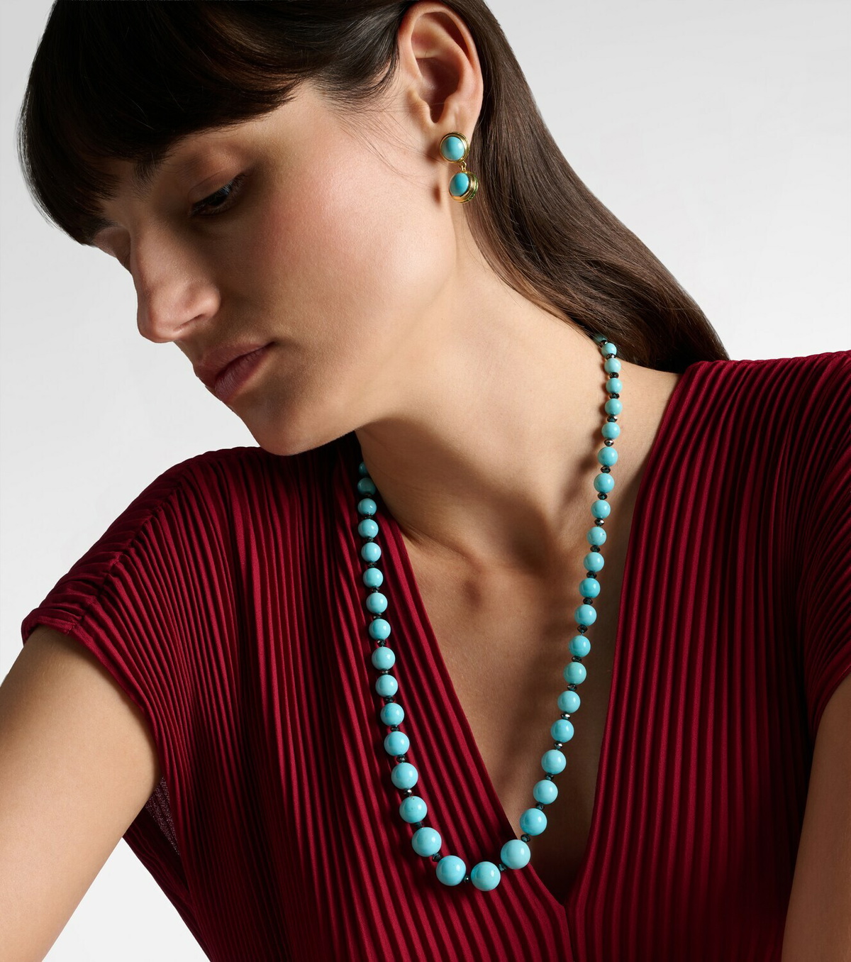 Ileana Makri Beaded necklace with turquoise and diamonds