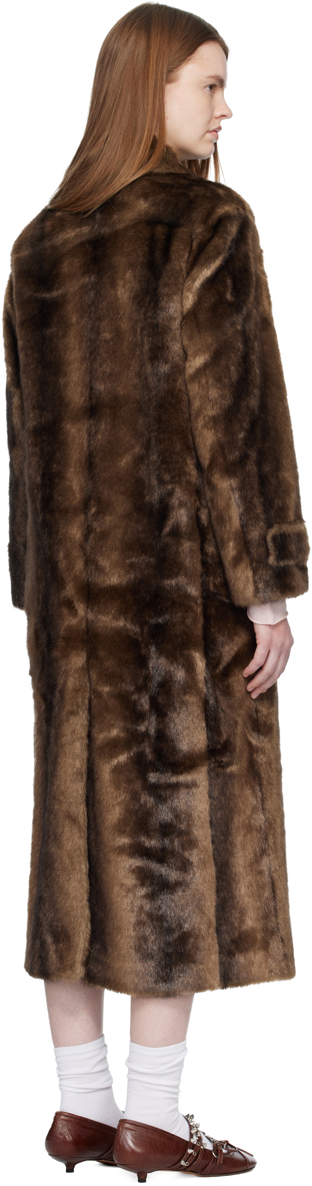 OPEN YY Brown Tab Toggle Faux-Fur Coat