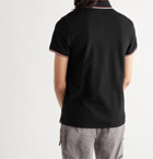 MONCLER - Slim-Fit Contrast-Tipped Logo-Appliquéd Cotton-Piqué Polo Shirt - Black