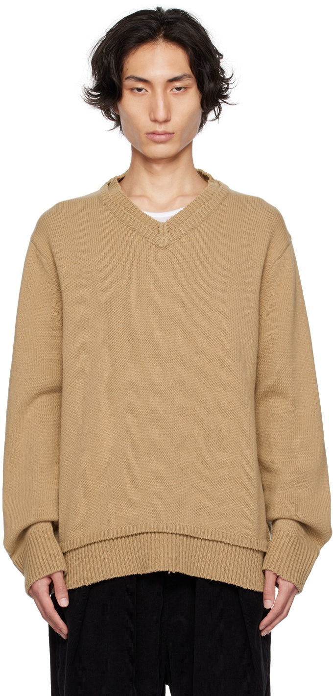 Maison Margiela Beige Elbow Patch Sweater Maison Margiela