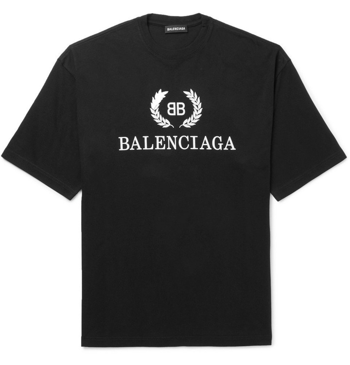 Photo: Balenciaga - Oversized Logo-Print Cotton-Jersey T-Shirt - Men - Black