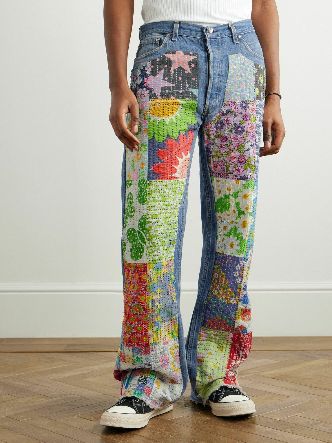 READYMADE - Flared Appliquéd Patchwork Jeans