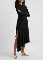 Helmut Lang Protection Draped Stretch-jersey Midi Dress Black