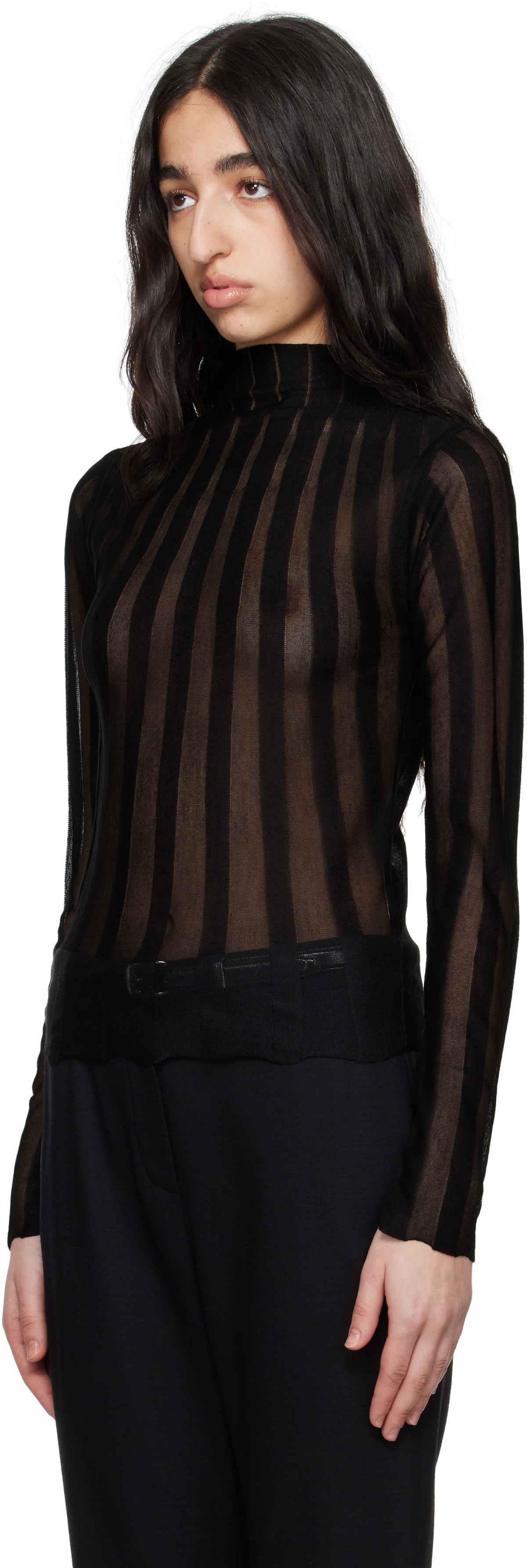 REMAIN Birger Christensen Black Fine Knit Long Sleeve Top