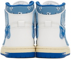 AMIRI White & Blue Skel Top Hi Bandana Sneakers