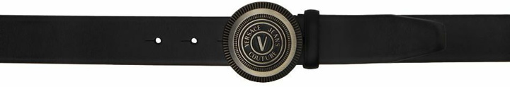 Photo: Versace Jeans Couture Black V-Emblem Round Buckle Belt
