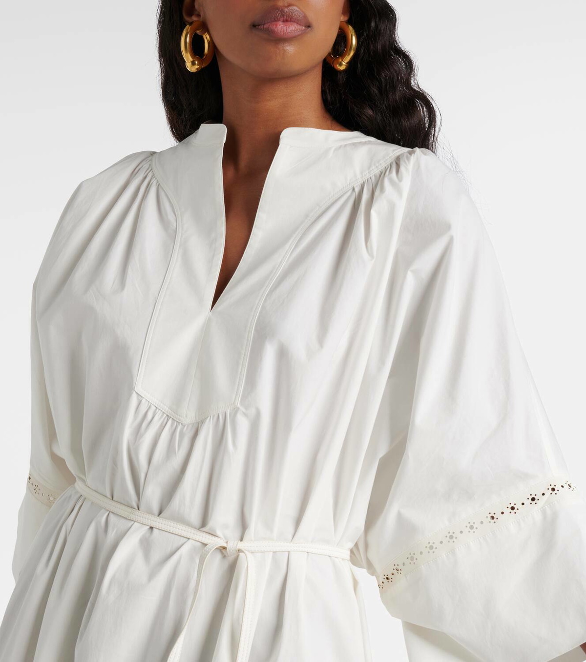 Yves Salomon Belted cotton-blend maxi dress