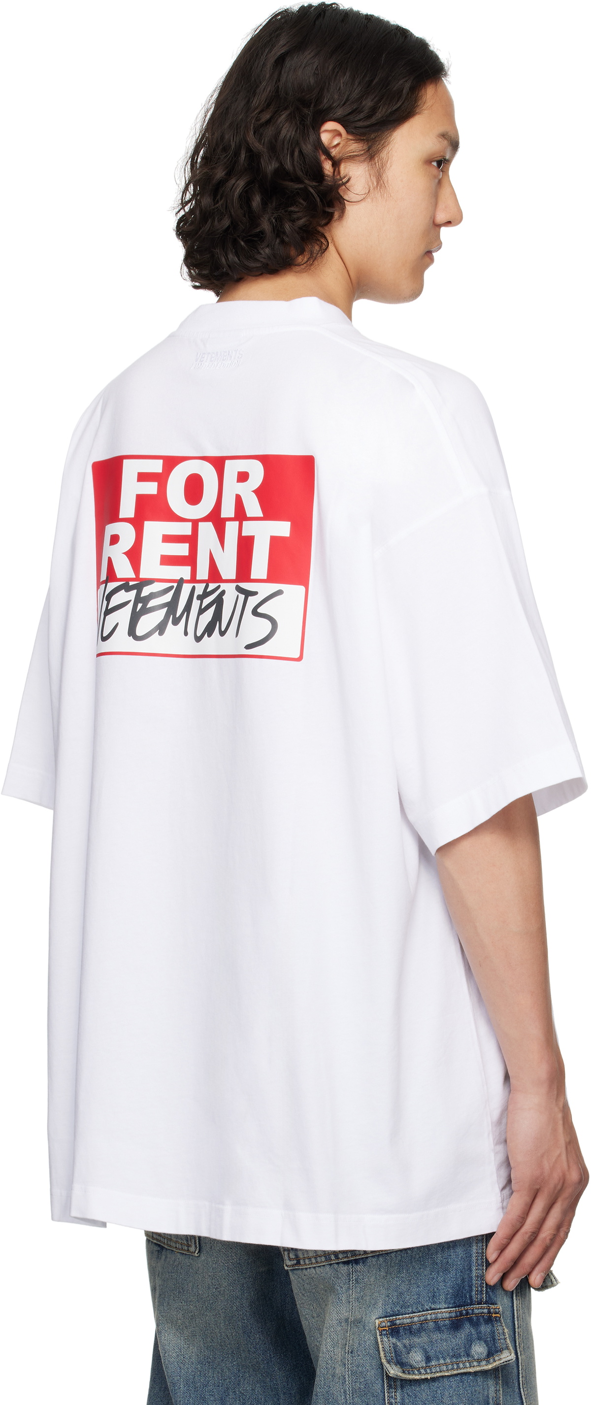 VETEMENTS White 'For Rent' Oversized T-shirt Vetements