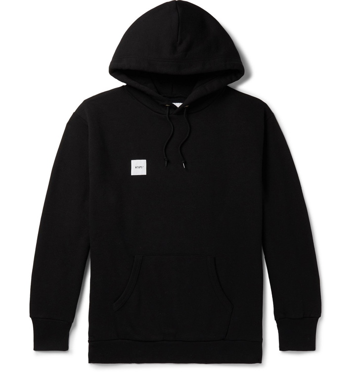 Photo: WTAPS - Logo-Appliquéd Cotton-Blend Jersey Hoodie - Black