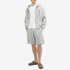 AMI Paris Men's Small A Heart Zip Hoodie in Heather Ash Grey