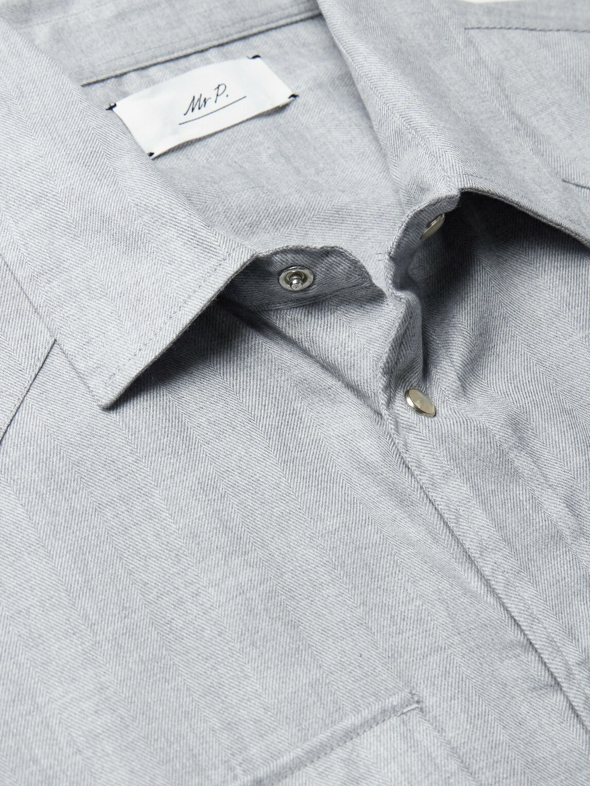 Mr P. - Herringbone Cotton and Lyocell-Blend Shirt - Gray
