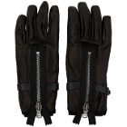 The Viridi-anne Black Leather Zipper Gloves