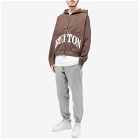 Cole Buxton Men's Cropped Logo Zip Hoodie in Brown