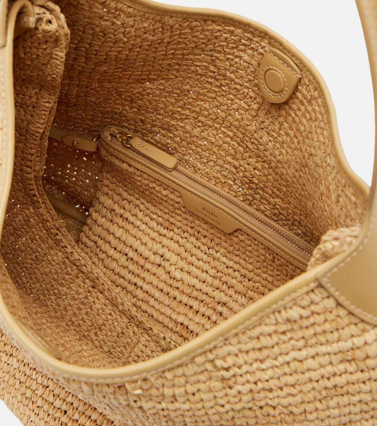 Polo Ralph Lauren Polo ID Large leather-trimmed raffia tote bag
