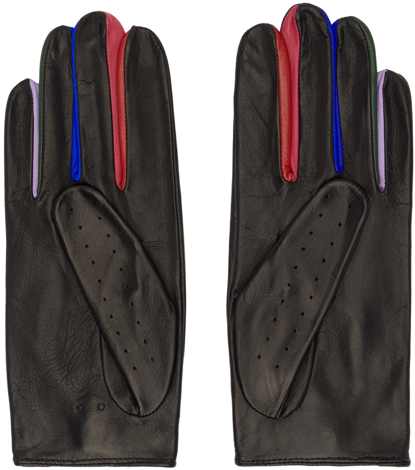 Ernest W. Baker Black & Multicolor Driving Gloves Ernest W. Baker