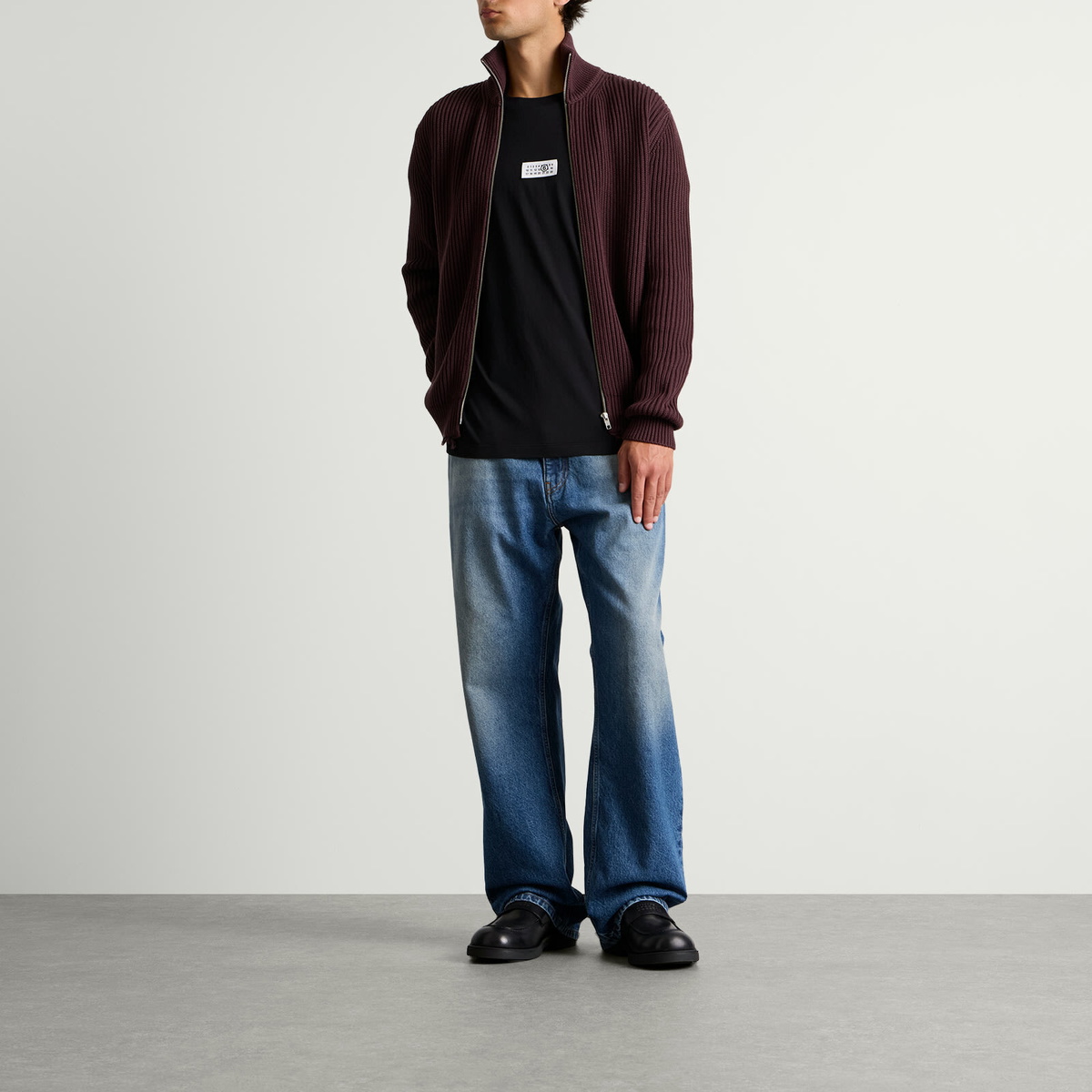 MM6 Maison Margiela Men's Zip Through Jumper in Ciocolat