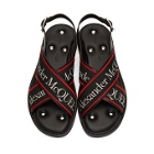 Alexander McQueen Black Logo Cross Sandals