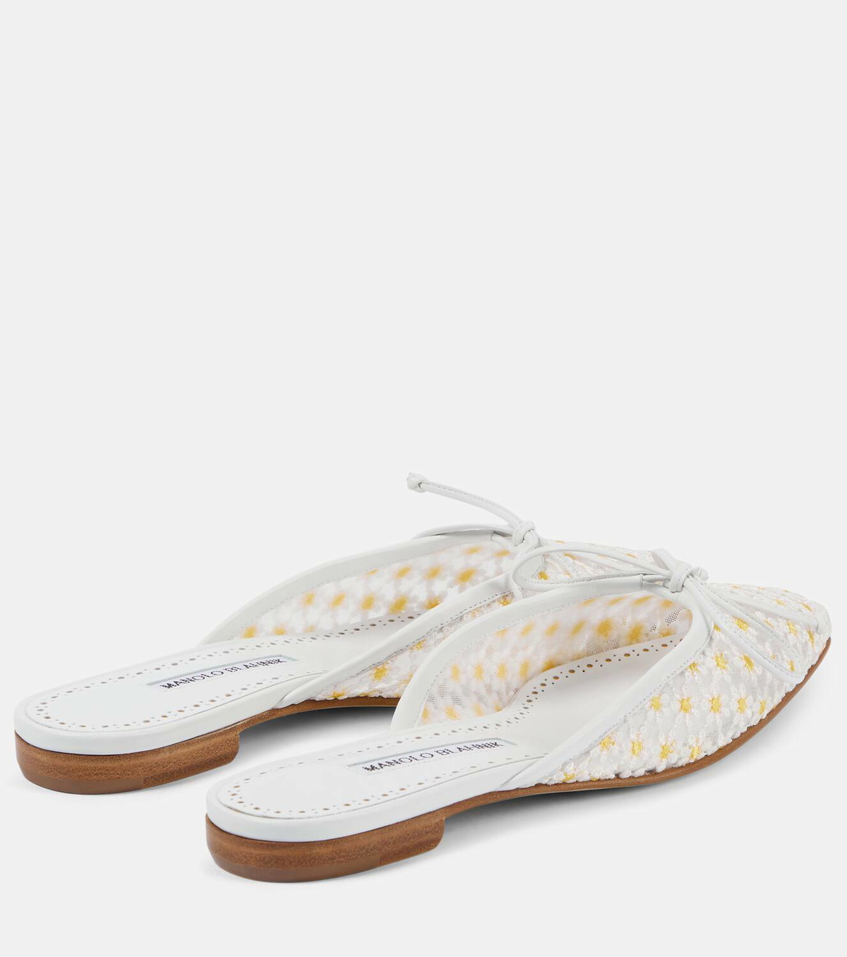 Manolo Blahnik Ballerimu leather-trimmed mules Manolo Blahnik