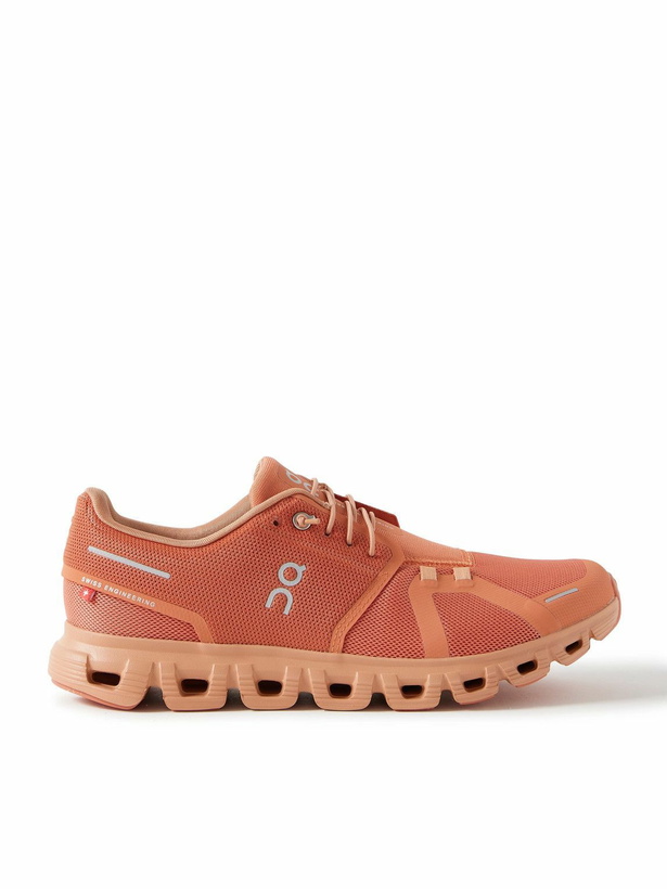 Photo: ON - Cloud 6 Rubber-Trimmed Mesh Slip-On Sneakers - Orange
