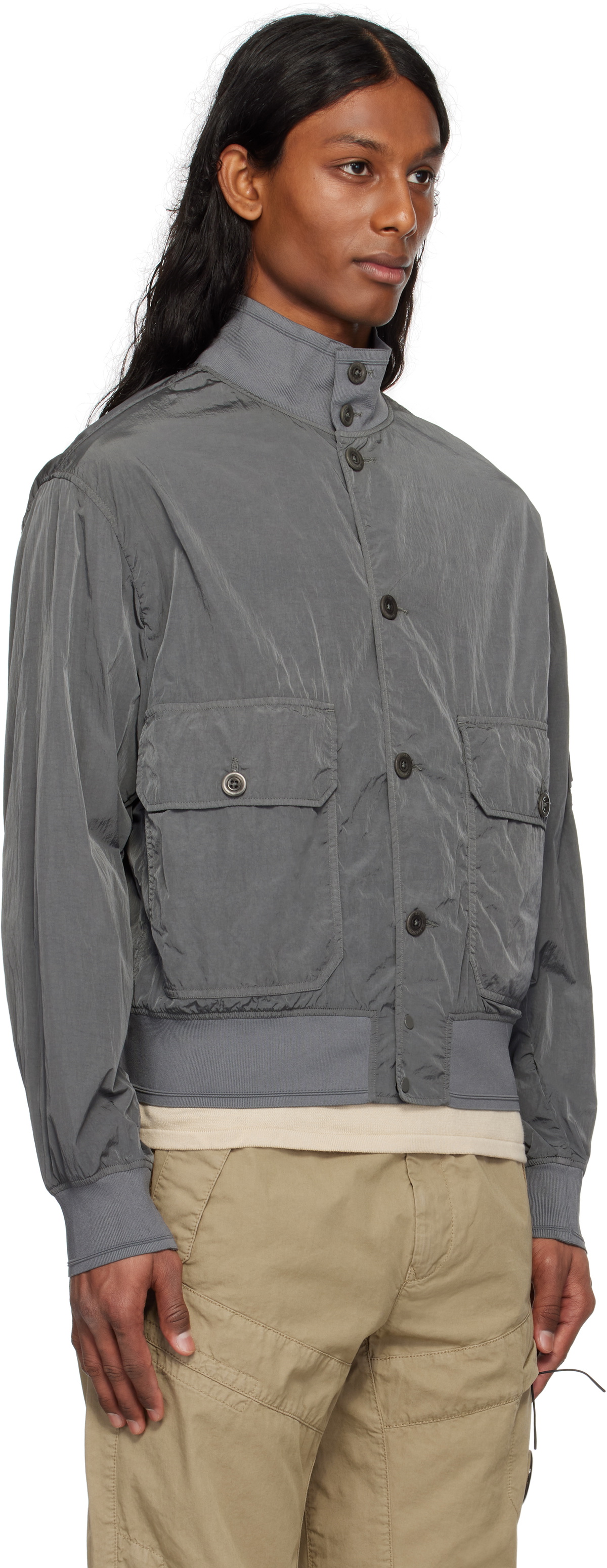 C.P. Company Gray Chrome-R Full Button Jacket