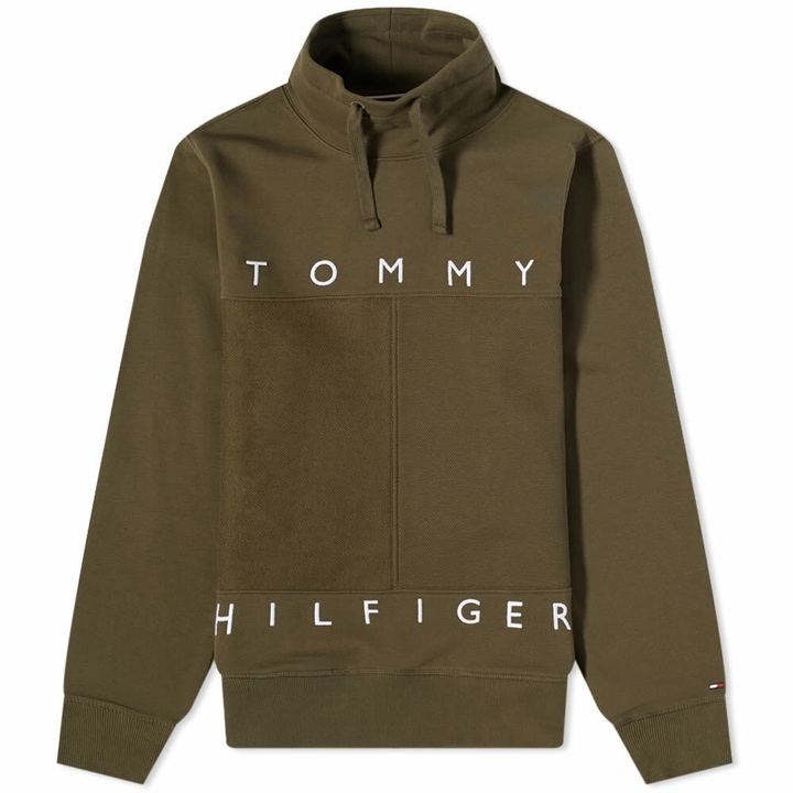 Photo: Tommy Jeans Men's Mono Flag Mock Neck Sweat in AR Green