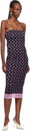 Marine Serre Black Recycled Moon Jersey Bustier Midi Dress