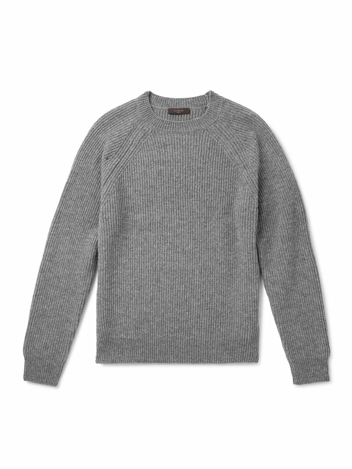Incotex - Zanone Ribbed Virgin Wool Sweater - Gray