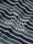 WTAPS - Logo-Embroidered Striped Cotton-Jersey T-Shirt - Blue