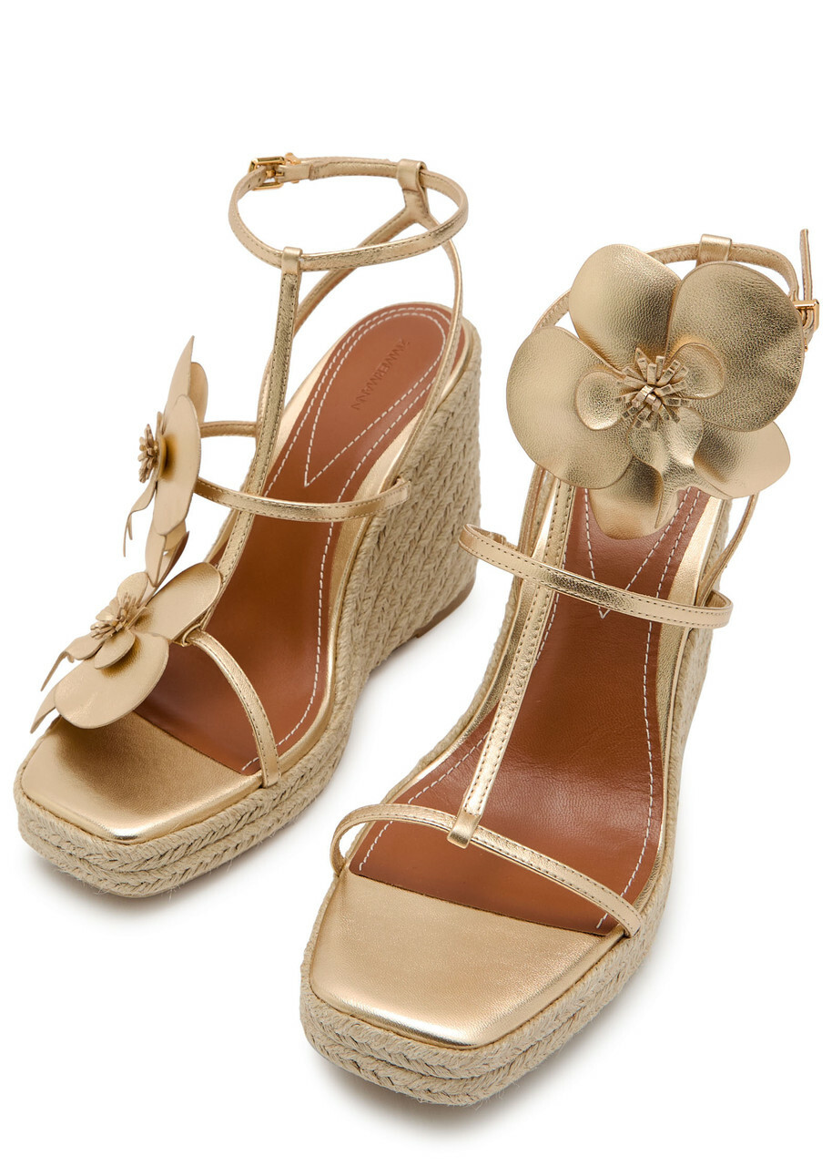 Zimmermann Orchid 110 Metallic Leather Espadrille Sandals Gold