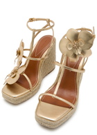 Zimmermann Orchid 110 Metallic Leather Espadrille Sandals Gold