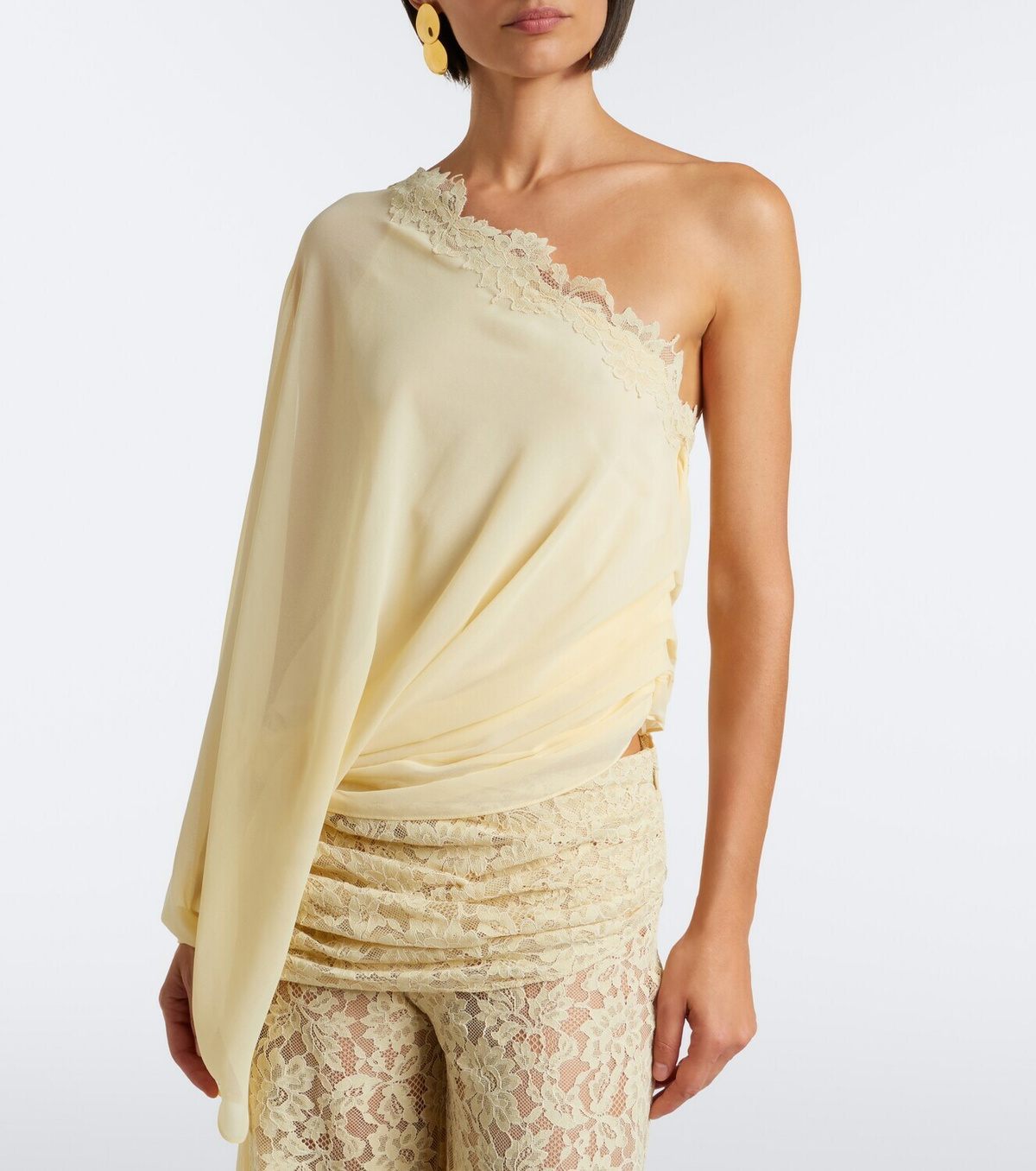 De La Vali Elia one-shoulder georgette top