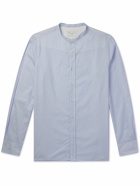 Officine Générale - Gaston Grandad-Collar Striped Cotton-Poplin Shirt - Blue