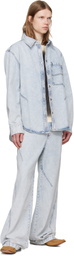 LGN Louis Gabriel Nouchi Blue Straight-Leg Light-Wash Pleats Jeans