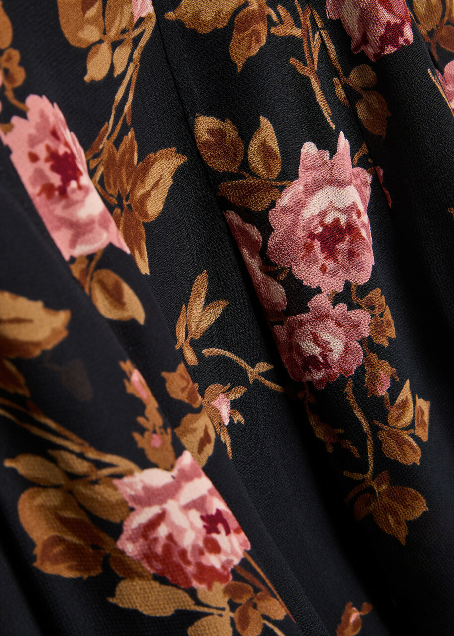 Reformation Katara Floral-print Georgette Midi Dress Black