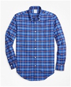 Brooks Brothers Men's Regent Regular-Fit Dress Shirt, Oxford Plaid | Blue